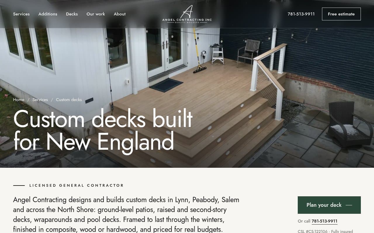 Custom decks, one of the two services they lead with